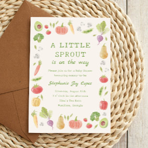 Little Sprout on the Way Vegetables Baby Shower Invitation