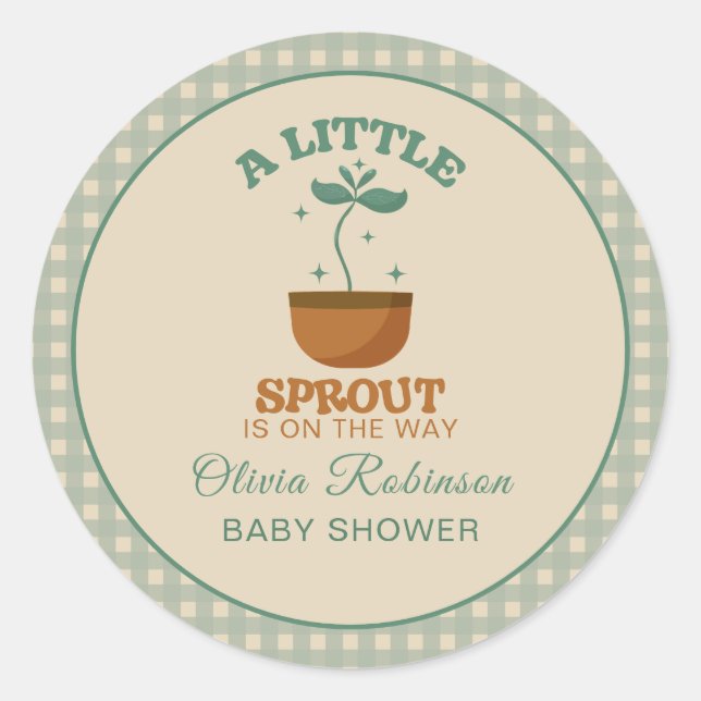  Little Sprouts Garden Party Baby Shower Classic Round Sticker (Front)