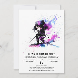Little Spy Ninja Digital Girl Birthday Invitation