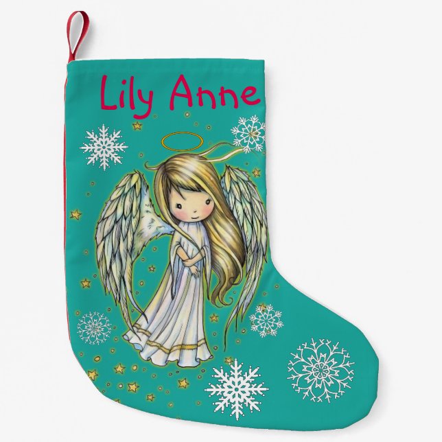Little Star Angel Christmas Stocking Personalized (Front)