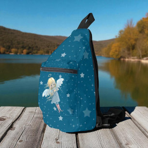 Little Star Angel on Starry Background Sling Bag