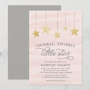 Little Star Baby Shower Invitation   Blush
