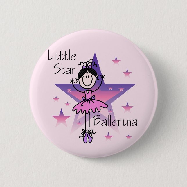 Little Star Ballerina-Black Hair 2 Inch Round Button (Front)