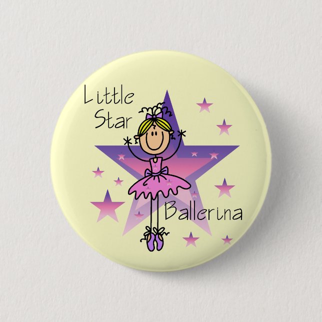 Little Star Ballerina - Blonde Hair 2 Inch Round Button (Front)