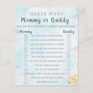 Little Star Blue Sky Mommy Daddy Baby Shower Game Flyer