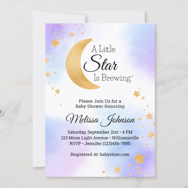 Little Star Brewing Celestial Baby Shower Invitation (Front)