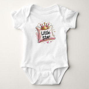Little Star Crayon Style Pillow and Crown Baby Bodysuit