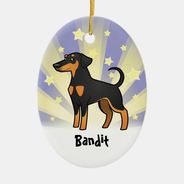 Little Star Doberman Pinscher (floppy ears) Ceramic Ornament (Front)