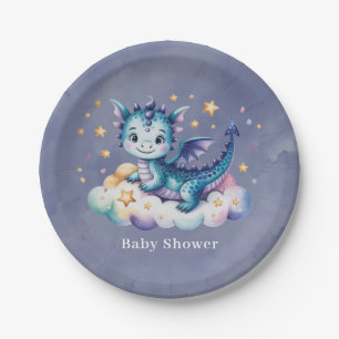 Little Star Dragon Boy Baby Shower Paper Plate