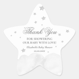 Little Star Grey Baby Shower Thank You Star Sticke Star Sticker