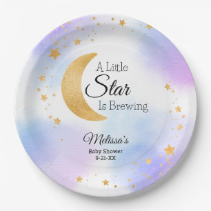 Little Star is Brewing Dreamy Baby Shower Paper Plate