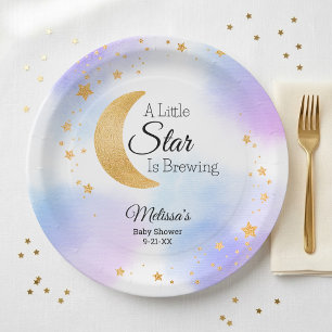 Little Star is Brewing Dreamy Baby Shower Paper Plate