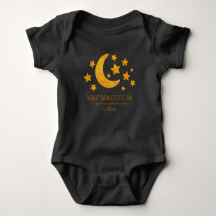 Little Star Name Moon & Star Watercolor Whimsical  Baby Bodysuit