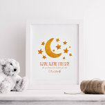 Little Star Name Moon & Star Watercolor Whimsical  Poster<br><div class="desc">Gender Neutral watercolor whimsical moon and stars painted twinkle little star personalized kids poster. Customizable!</div>