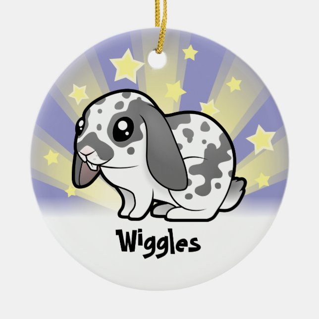 Little Star Rabbit (floppy ear smooth hair) Ceramic Ornament (Front)