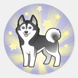 Little Star Siberian Husky / Alaskan Malamute Classic Round Sticker