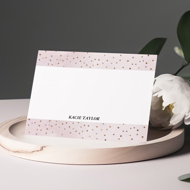 Little Stars Beige Personalized Note Cards (Creator Uploaded)