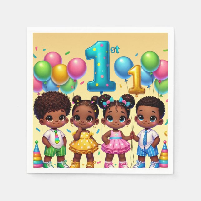 Little Stars First Birthday Bash Napkin (Front)