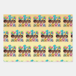 Little Stars First Birthday Bash Wrapping Paper Sheet