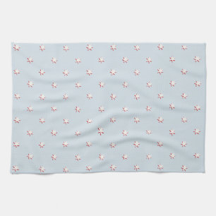 Little Stars, Red Cream and Pale Blue Kitchen Towel