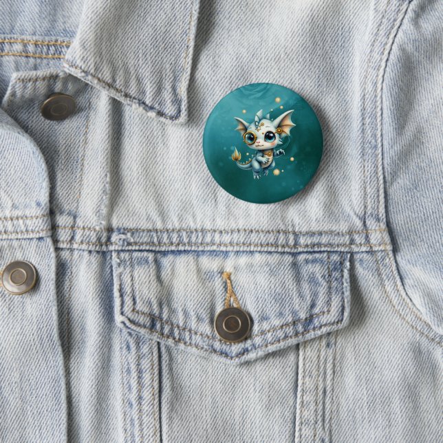 Little Steam Dragon – Professional Chaos Engineer. 2 Inch Round Button (In Situ)