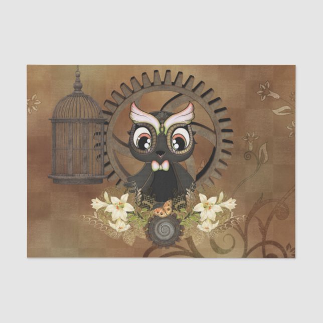 Little steampunk owl tissue paper (Front)