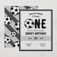 Little Striker Soccer Budget 1st Birthday Invite