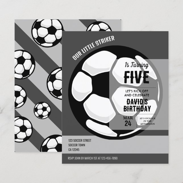Little Striker Soccer Budget Birthday Invitation (Front/Back)