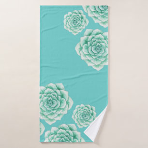 Little Succulent Light Teal Art Bath Towel Set
