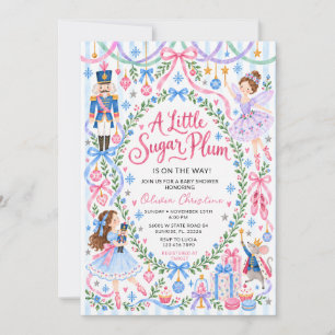 Little Sugar Plum Nutcracker Christmas Baby Shower Invitation