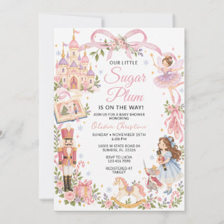 Little Sugar Plum Nutcracker Floral Baby Shower Invitation