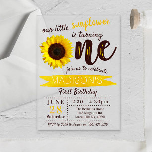 Little Sunflower 1st Birthday Acrylic Invitations