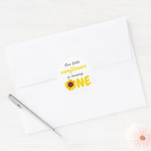 Little Sunflower 1st Birthday Classic Round Sticker