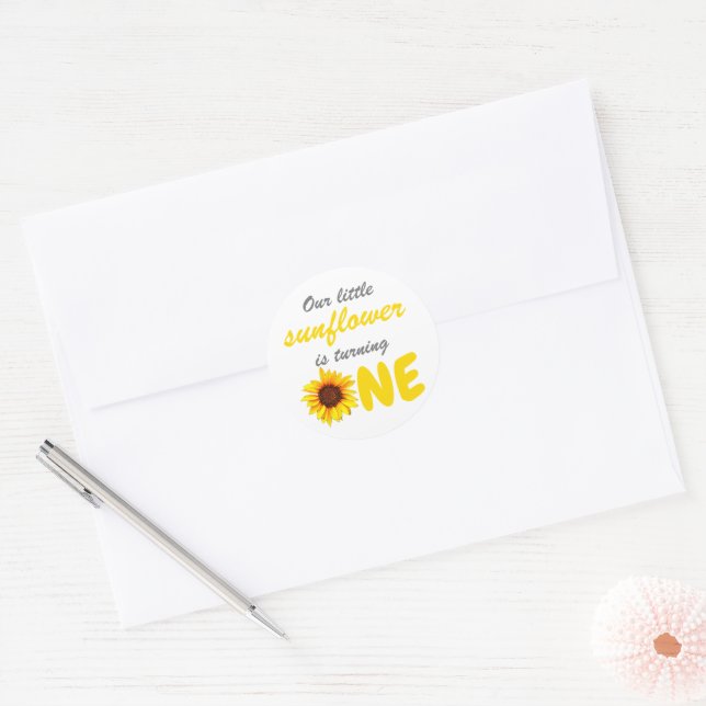 Little Sunflower 1st Birthday Classic Round Sticker (Envelope)