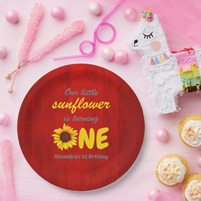 Little Sunflower 1st Birthday Paper Plate (Party)