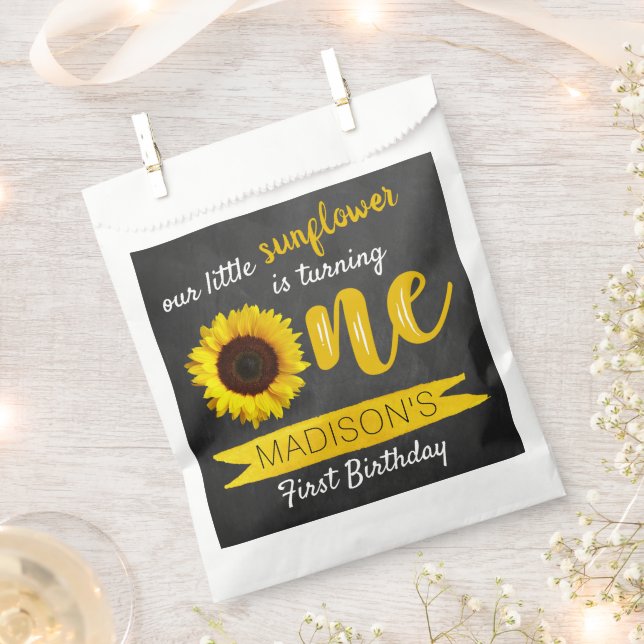Little Sunflower 1st Birthday Party Favour Bag (Clipped)
