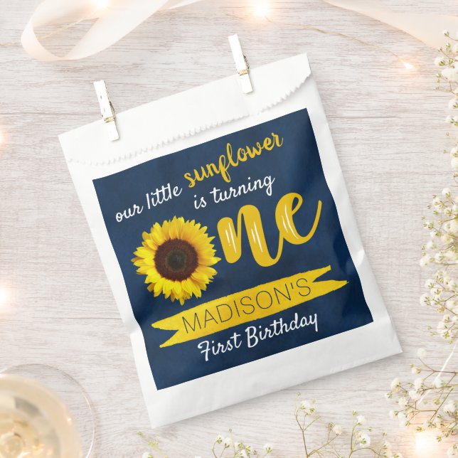 Little Sunflower 1st Birthday Party Favour Bag (Clipped)
