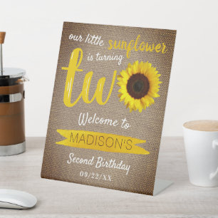 Little Sunflower 2nd Birthday Welcome Pedestal Sign