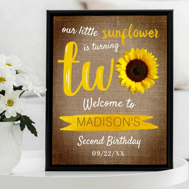 Little Sunflower 2nd Birthday Welcome Sign (Creator Uploaded)