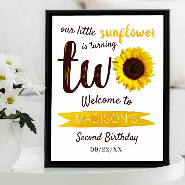Little Sunflower 2nd Birthday Welcome Sign (Creator Uploaded)