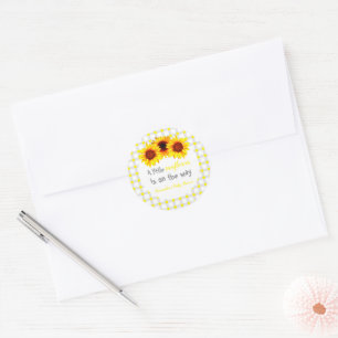 Little Sunflower Baby Shower Classic Round Sticker