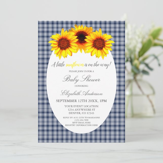 Little Sunflower Baby Shower Invitation (Standing Front)