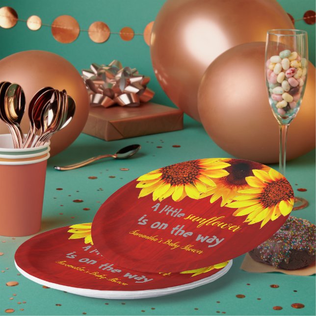 Little Sunflower Baby Shower Paper Plate (Multi)