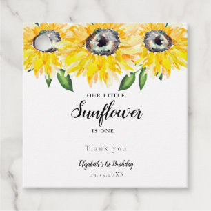 Little Sunflower Birthday One First Elegant Yello Favour Tags