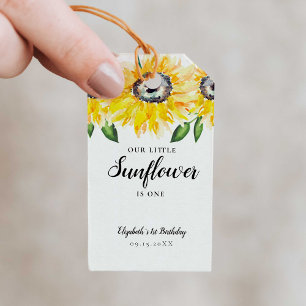 Little Sunflower Birthday One First Elegant Yellow Gift Tags