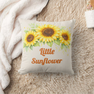 Little Sunflower Nursery Art Throw Pillow
