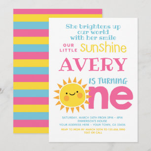 Little Sunshine 1st Birthday Invitation