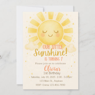 Little Sunshine 1st Birthday Invitation