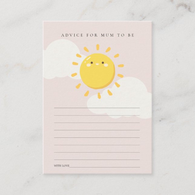 Little Sunshine Blush Advice for Mum Baby Shower Enclosure Card (Front)