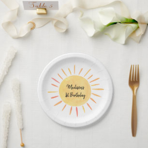 Little Sunshine Boho Birthday Paper Plate